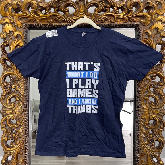 SOL’S "I play games" Navy Tshirt Large - Picture 1 of 7